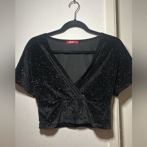 Black Sparkle Crop Top